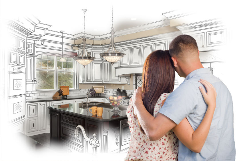 Couple Admires a Remodeled Kitchen