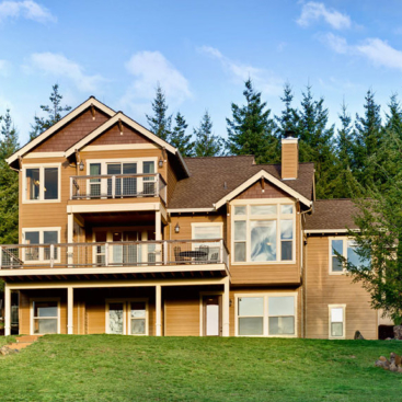 This multi-story custom home boasts a view from every room.