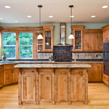 The huge kitchen space features a range of high-quality, sustainable materials.