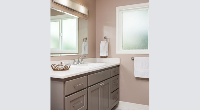 Bathroom remodel with new tile, paint and fixtures by W.L. Construction in Corvallis, Oregon.